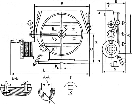 Схема стола поворотного круглого горизонтально-вертикального